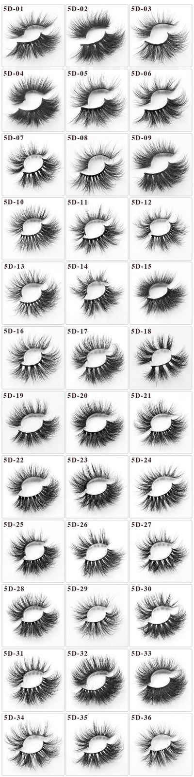 36 styls of real mink lashes 25mm